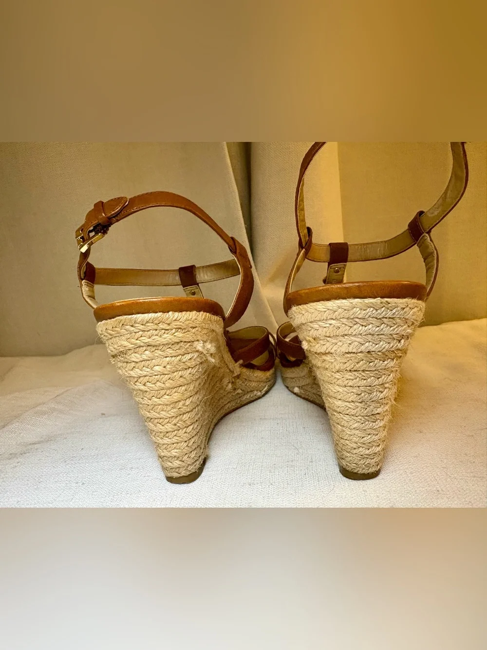 Michael Kors Cicely Espadrille Wedge Leather Sandals Resort-wear Size 9M